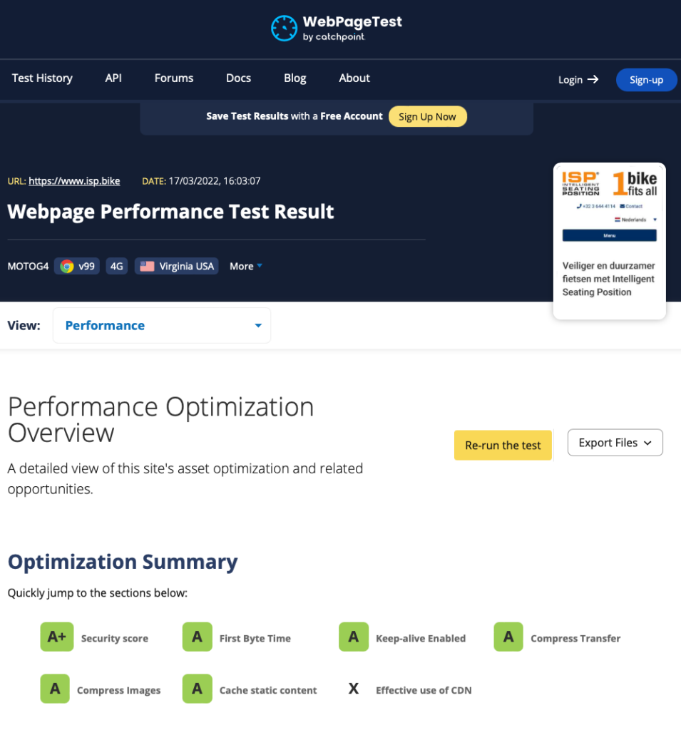 WebPageTest Top Score